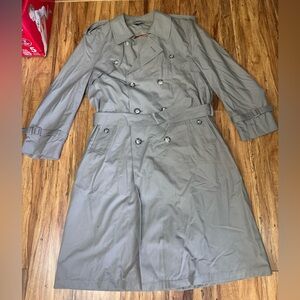 Towncraft Men’s Trench Overcoat Raincoat Lined Gray All Weather 42 Short Vintage